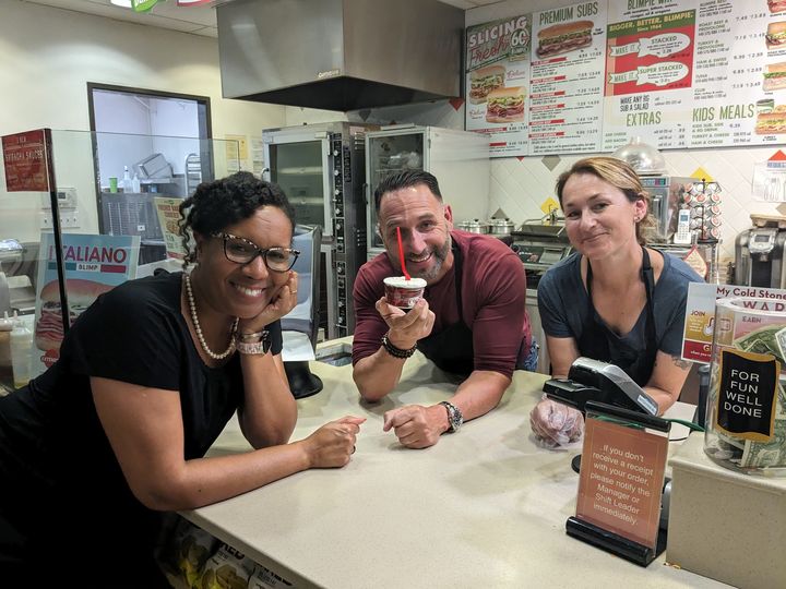 Dieema with ESHS Teachers scooping at ColdStone